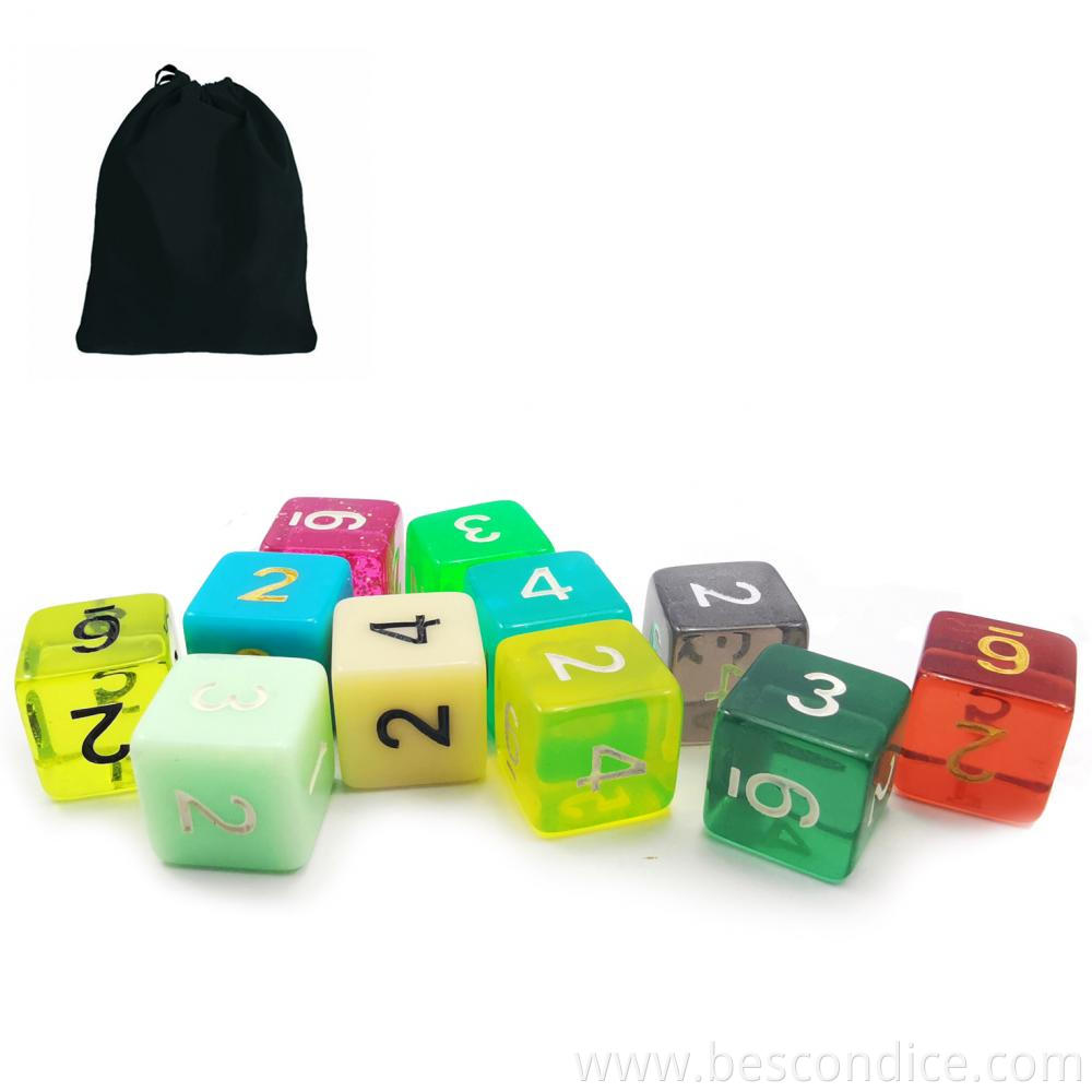 10 Count Assorted Random D6 Dice 1 6